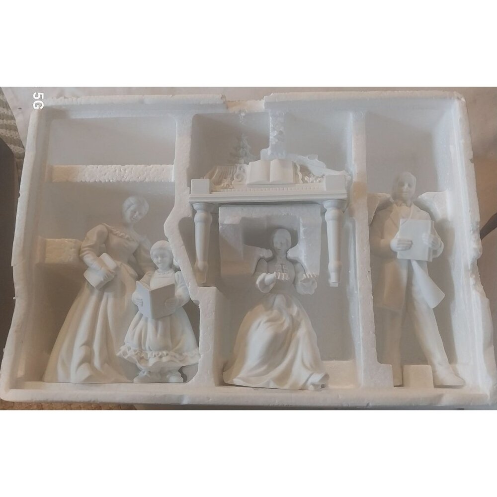 Department 56 Winter Silhouette Carols Around The Spinet Set Of 4 White Porcelai